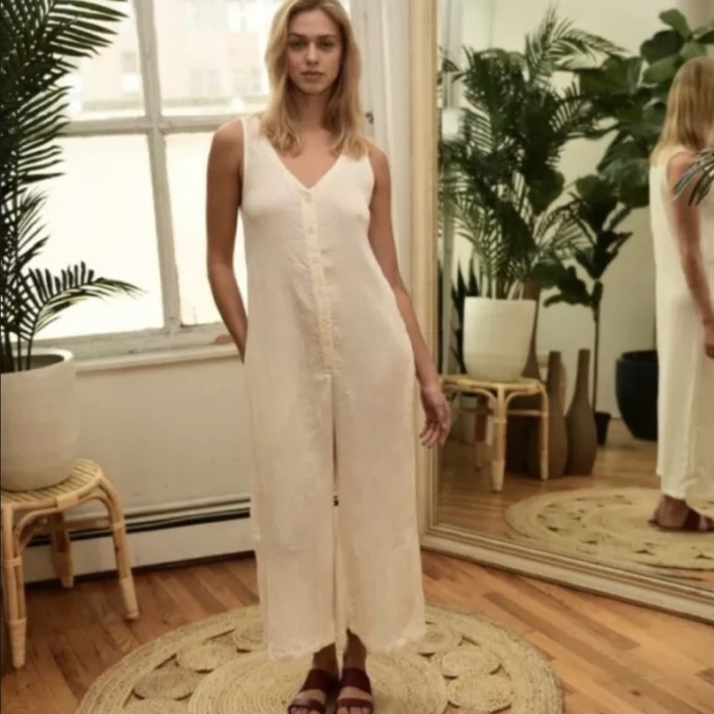 Lacausa XS Elderflower Jumpsuit Bone White